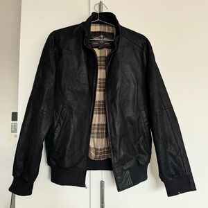 Black Leather Bomber Jacket -